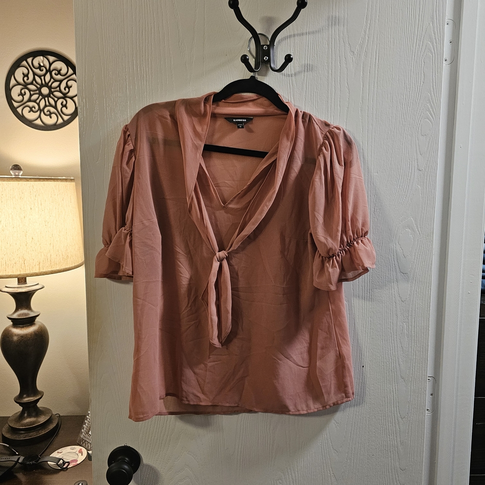 Express Blush Tie-Neck Blouse